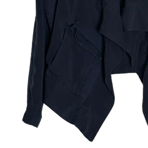 Splendid Chambray Denim Drapey Open Front Jacket - XS, Navy Blue, Lagenlook - Picture 5 of 9